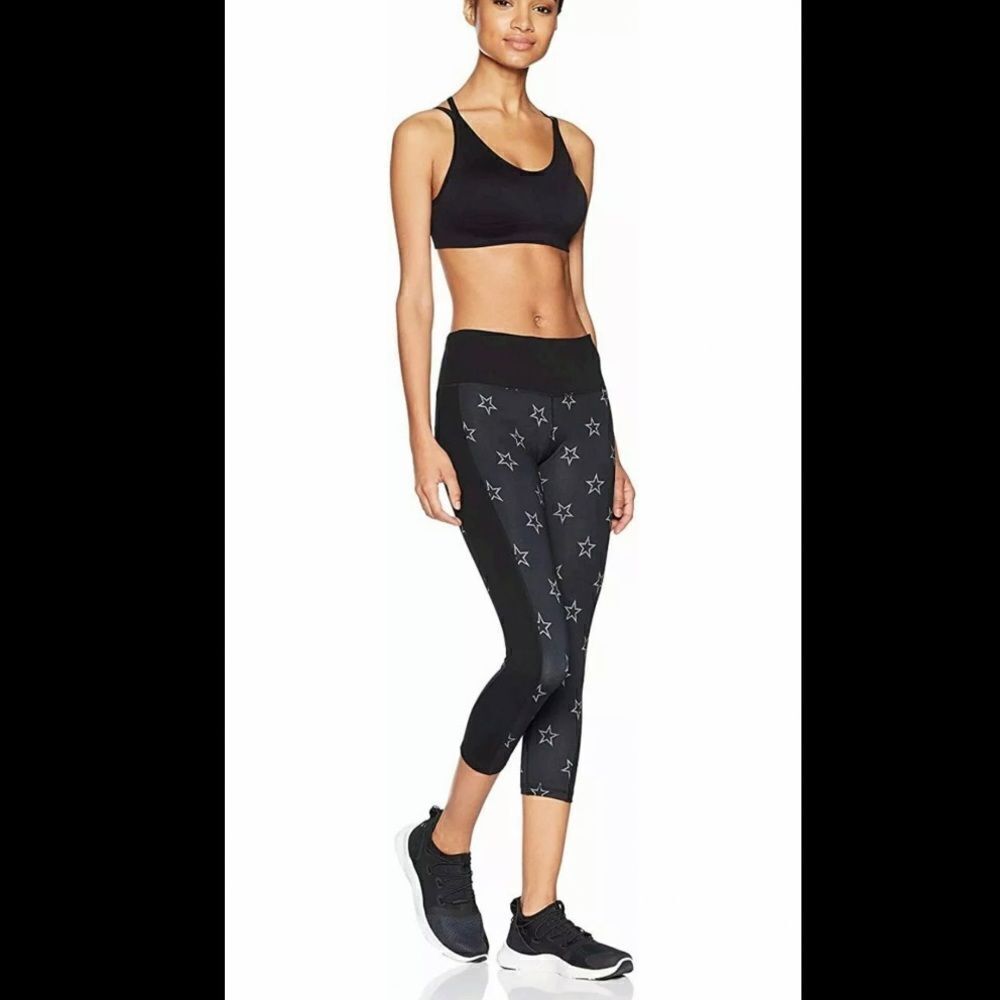 New STARTER Black Gray Star Print Capri Crop M